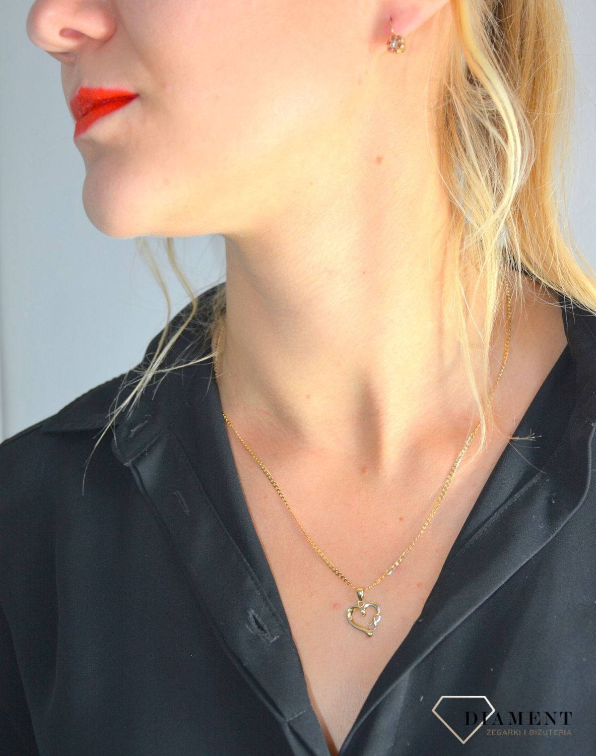 Złota zawieszka serce ze znakiem nieskończoności ZA 2851B-585.jpg